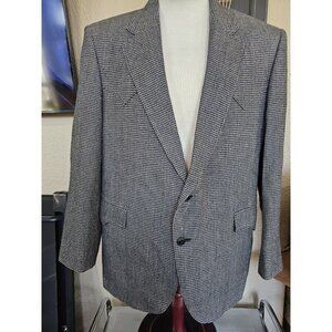 Circle S Gray Houndstooth Wool Blend Blazer Jacket Men's 44 R Western